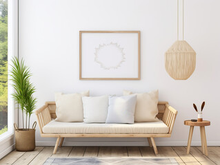 Mock up frame in home interior background cozy room , Mockups Design 3D, HD