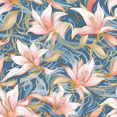 seamless pattern with flowers Ai generative