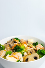 Tofu Mushroom Soup with Seafood