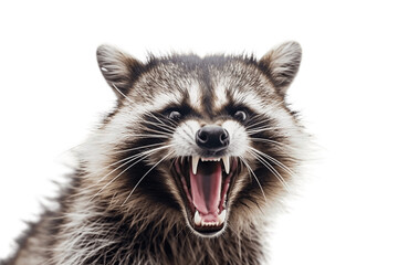 Angry Raccoon Isolated on Transparent Background. AI - obrazy, fototapety, plakaty