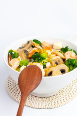 Tofu Mushroom Soup with Seafood