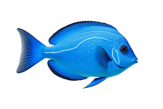 Blue Tang Fish Isolated on a Transparent Background. AI