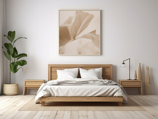 Mockup frame in Bedroom Interior Background, Mockups Design 3D, HD
