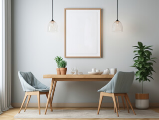 Fototapeta na wymiar Mockup frame in cozy Modern Dining Room , Mockups Design 3D, HD