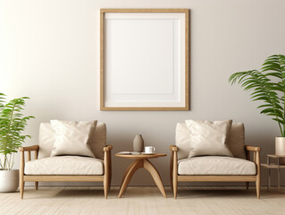 Mock up frame in home interior background , Mockups Design 3D, HD