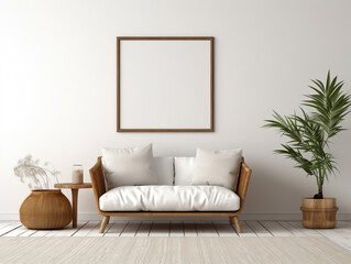Mock up frame in home Interior Background , Mockups Design 3D, HD