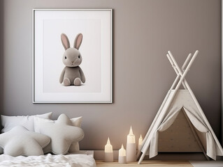 Mock Up poster frame in Children Bedroom, Mockups Design 3D, HD