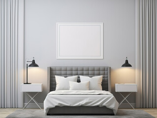 Mockup Frame In Bedroom Interior Background , Mockups Design 3D, HD