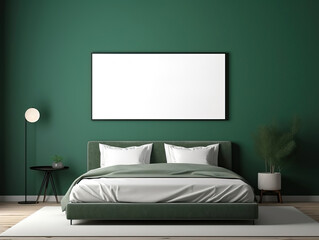 Mockup Frame In Dark Green Bedroom , Mockups Design 3D, HD