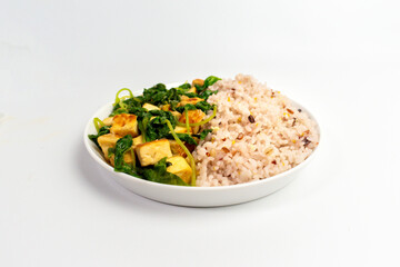 Spinach Tofu with Multi Grain Rice