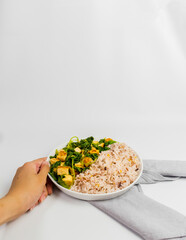 Spinach Tofu with Multi Grain Rice