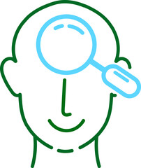 human head with magnifying glass icon