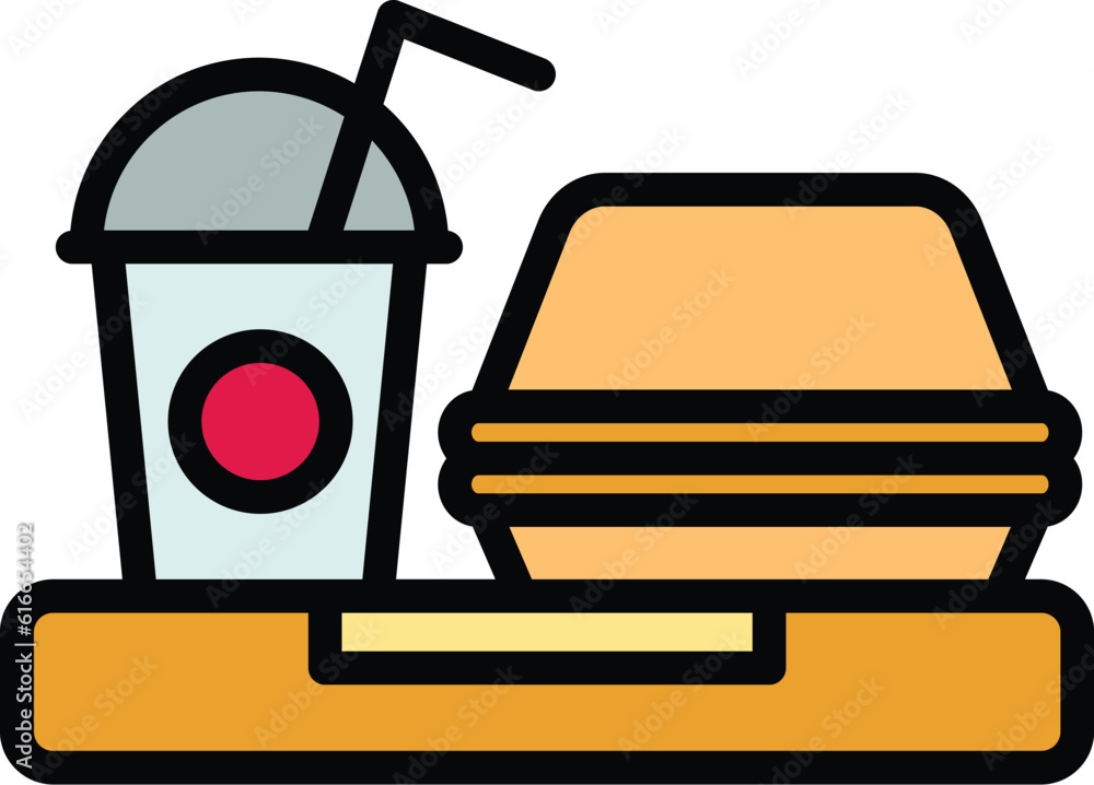 Poster take away hamburger menu icon. outline take away hamburger menu vector icon for web design isolated 