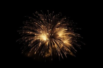 Fototapeta premium Golden Fireworks on Black Background Isolated. Celebration and Light. Generative AI illustrations