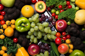 Fototapeta na wymiar photo healthy food concept with keyboard