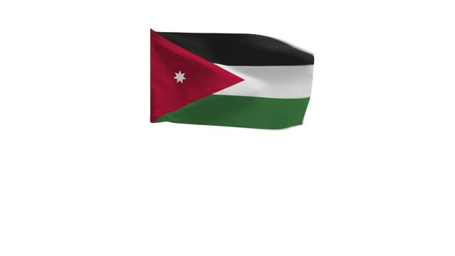 3D rendering of the flag of Jordan waving in the wind.