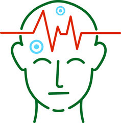 head human with pulse line symbol neural impulse abstract sign icon 