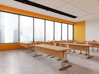 White and yellow school classroom corner