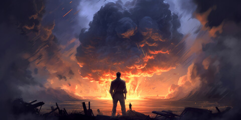 Obraz premium People experience with fire - Generative AI