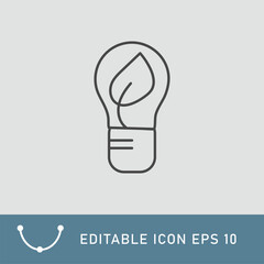 eco leaf icon in minimal style. Linear ecology icons. Environmental sustainability simple symbol. Editable stroke EPS 10