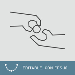 take and give coin cent hand  isolated in minimal style. Linear ecology icons. Environmental sustainability simple symbol. Editable stroke EPS 10