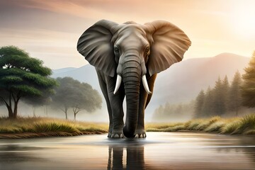 Fototapeta na wymiar elephant in jungle generated by ai