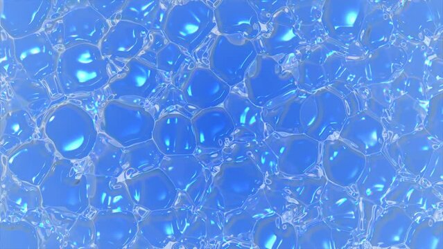 Abstract background soapy water with transparent bubbles in blue water.Fascinating interesting colorful soap bubbles