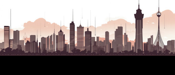 Kenya Famous Landmarks Skyline Silhouette Style, Colorful, Cityscape, Travel and Tourist Attraction - Generative AI