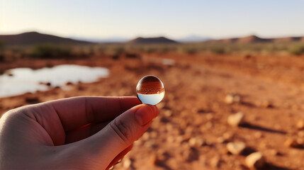Tap water with a waterdrop in the desert