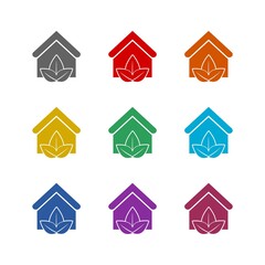 Eco house icon. Color set