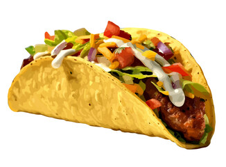 taco mexican tortilla wrap with chicken isolated on white background