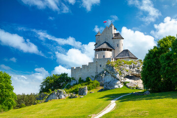 Beautiful view of Bobolice castle, Poland