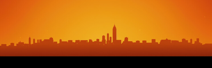 Fototapeta premium Morocco Famous Landmarks Skyline Silhouette Style, Colorful, Cityscape, Travel and Tourist Attraction - Generative AI