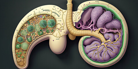 Illustration of a human pancreas - Generative AI - obrazy, fototapety, plakaty