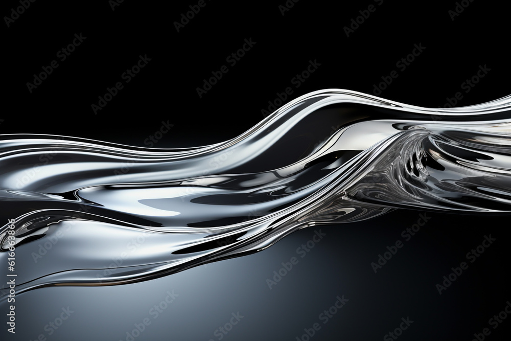 Poster abstract background. luxurious wavy swirling background. silver liquid paint background. silver wave