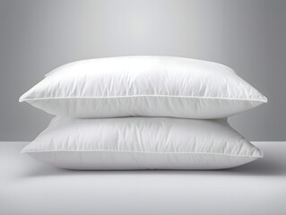 Fototapeta na wymiar Blank soft white pillows on light background
