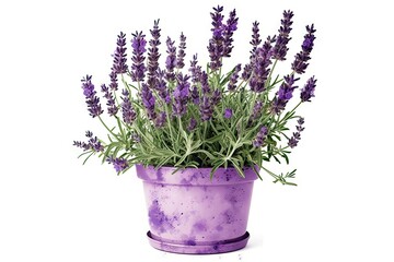 Naklejka na ściany i meble Beautiful Purple Flower Plant in Isolation on a White Background. Generative AI illustrations