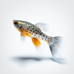 Guppy or millionfish or rainbow fish. 3D illustration digital art design, generative AI