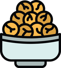 Truffle chocolate icon outline vector. Candy bar. Sweer dessert color flat