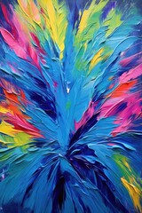 vibrant blue paintbrush strokes on canvas, created with generative ai