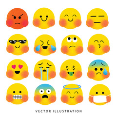 Smiley icon emoji.Emotion cute for social media.Felling emotion set