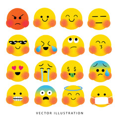 Fototapeta premium Smiley icon emoji.Emotion cute for social media.Felling emotion set