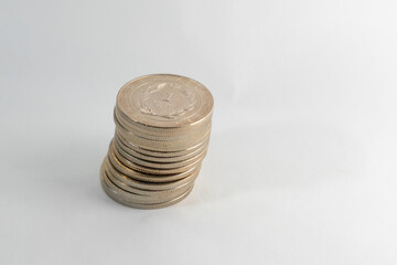 Bulk of money coins euro, turkish lira, cent