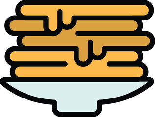 Pancakes icon outline vector. Pancake stack. Honey breakfast color flat