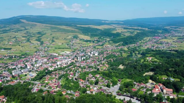 An aerial view of the city and resort of Sovata - Romania