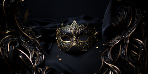 Venetian mask carnival dark black masquerade mardi gras symbol - obrazy, fototapety, plakaty