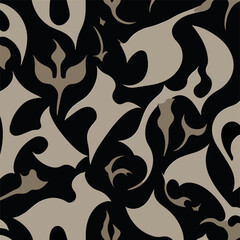 Abstract pattern cut out shapes with beige color on a black background