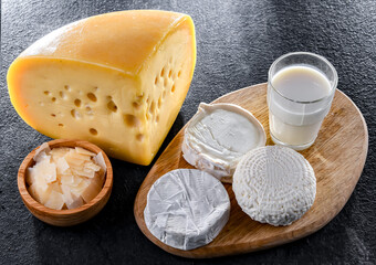 Composition with a variety of dairy products
