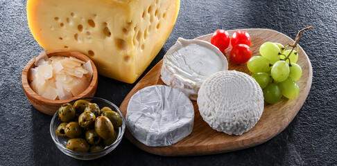 Composition with a variety of dairy products
