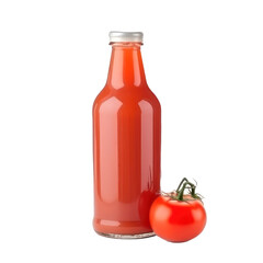 Bottle with tomato juice isolated on transparent background. Generative AI.